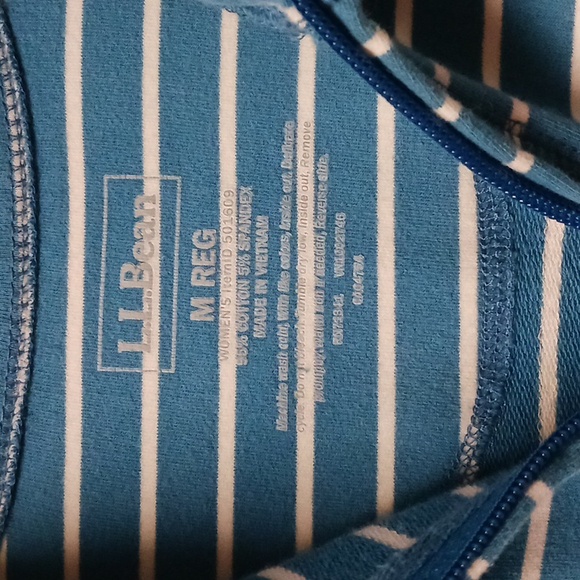 L.L. Bean Ultrasoft Full Zip Striped Jacket Sweatshirt Blue/White Size M - Picture 10 of 13